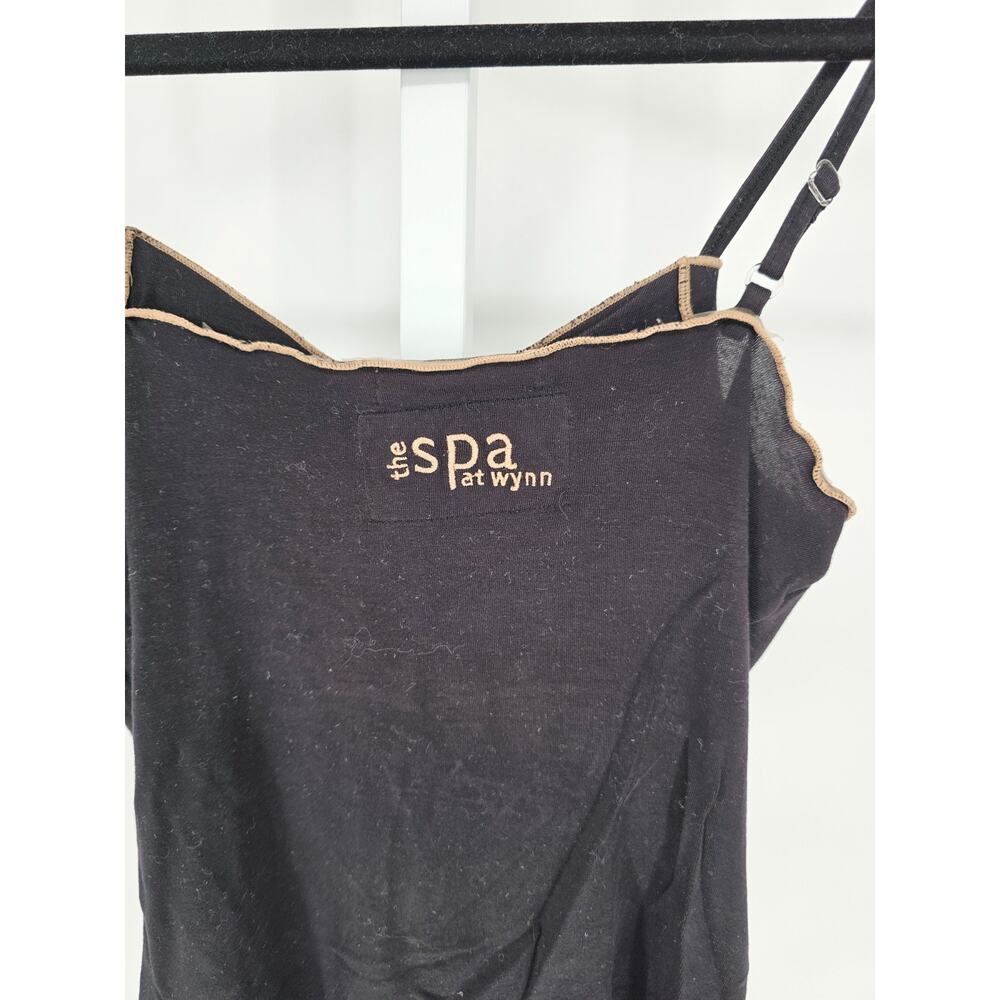 Vtg Y2K Spa at Wynn Womens Sz M Camisole Spaghetti Strap Black w/ Gold Trim - Picture 3 of 4